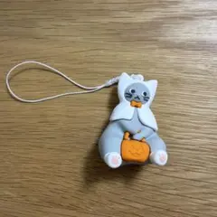 カルディ KALDI ハロウィン 灰色猫　マスコット ストラップ フィギュア