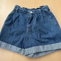 デニムブルー ロールアップショートパンツ