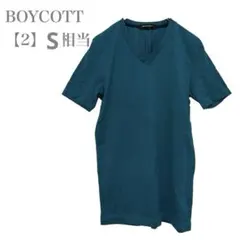 BOYCOTT/Vネック/メンズ半袖Tシャツ/定番/着回し/無地/細身/2/青緑のサムネイル