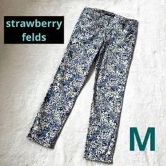 本日発送♡ストロベリーフィールズ 青系フラワー柄 ストレッチ パンツ Mのサムネイル