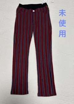 未使用☆キッズ用赤と青のストライプ裏起毛パンツ
