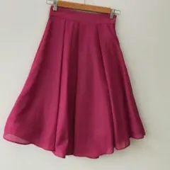 ​アンタイトル シフォンフレアスカート マゼンタピンク M ワールド 日本製