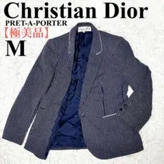【極美品】クリスチャンディオールプレタポルテ　　ジャケット　ストライプ　ネイビー