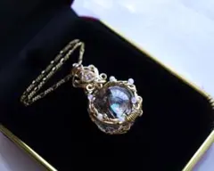 スモーキーアイリスクォーツのワイヤージュエリーネックレス︎︎⟡虹入り天然石ペンダント