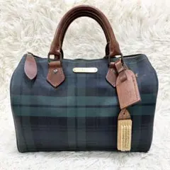 ポロラルフローレン ミニボストンバッグ チェック柄 ブラシ チャーム付き