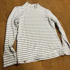 【美品】モンベル メリノウールプラス モックネックボーダーカットソーL