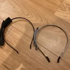 リボン付きヘアバンド 2点セット 黒・グレージュ