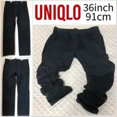 UNIQLO コットン 薄起毛 パンツ ブラックジーンズ L [015639]