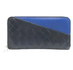 BOTTEGA VENETA イントレチャート ラウンドジップウォレット 黒・青