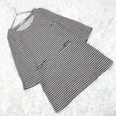 【ビームスハート】 (F) コットン細ボーダーチュニック 7分袖 ナチュラル