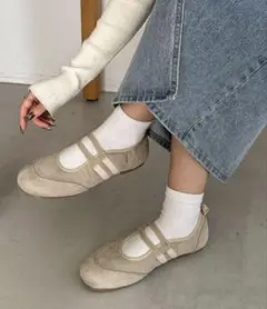 discoat 2ストラップバレエスニーカー　ベージュ