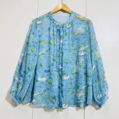 美品 franche lippee メダリストブラウス 3L ライトブルーのサムネイル