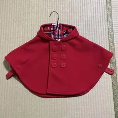 「美品」ミキハウス　赤いフード付きポンチョ