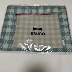 新品　BRUNO チェック柄ポーチ グリーン/ホワイト　非売品