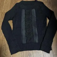 HIROKO KOSHINO +RICO長袖ニット 花柄刺繍 ブラックのサムネイル