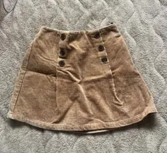 コーデュロイ ベージュ ミニスカート ボタン付き