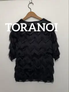 TRANOI トラノイ　フリンジメッシュTシャツ黒