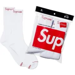 Supreme × Hanes クルーソックス 靴下 ホワイト 新品 1足のサムネイル