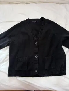 ユニクロ スフレヤーンショートカーディガン XL 黒