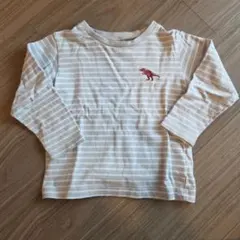 apres les cours　恐竜ししゅうボーダー長袖Tシャツ　ロンT