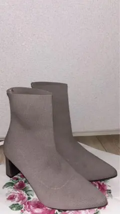 ポインテッドニットブーツ/31BEIGE ショートブーツ