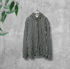 5104✾H&M✾ボタンダウン長袖シャツ/ギンガムチェック/総柄/綿100%/S