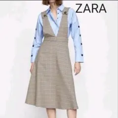 ZARA WOMAN チェック柄ジャンパースカート