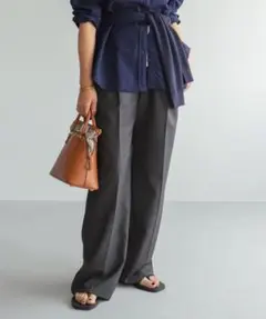 Deuxieme Classe WOOL TUCK パンツ　グレーのサムネイル