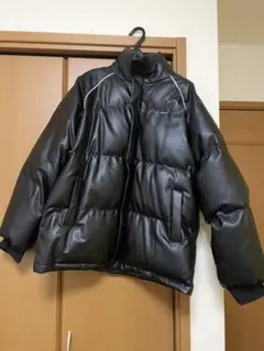 合成皮革 ダウンジャケット ブラック