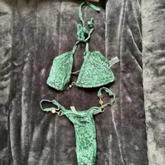 ミントグリーン レオパード柄 セパレート水着