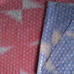 和柄生地ハギレ　色違い2種　4枚セット