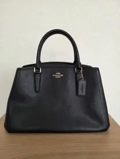 未使用 コーチ モーリーバケット 2way ショルダーバッグ 黒 レザー 中