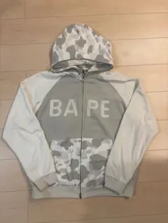 【初期・激レア】BAPE カモフラ柄 ジップアップパーカー グレー M
