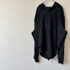 【L】フード付きブラック薄手ニット