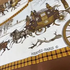 エルメス HERMÈS 馬車と雪景色 スカーフ ヴィンテージ