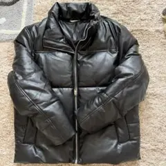 ZARA フェイクレザー ダウンジャケット ブラック L