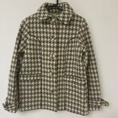 palitique E ベージュ　カーキ　千鳥格子柄ウールジャケット