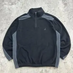 ア*ー様 ノーティカ　ハーフジップフリースジャケット　古着　ブラック　グレー　L