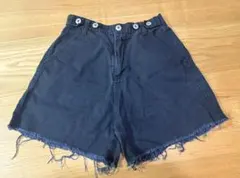 ピンクラテ★ダメージショートパンツ ブラックデニム150