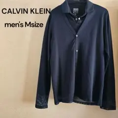 【美品】Calvin Klein 二枚重ね風シャツカーディガン 黒のサムネイル