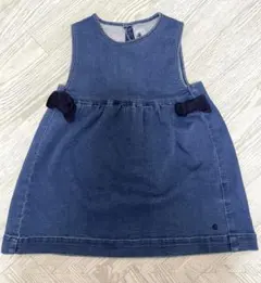 【美品】プチバトー　PETIT BATEAU デニムジャンバースカート　24m