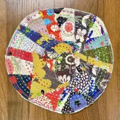 【ハンドメイド】北欧柄　刺し子とパッチワーク のマルチマット　中サイズ