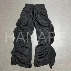 Y2K キャタピラーギャザーイージーパンツ シャーリングパンツ ナイロンパンツL