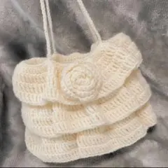 薔薇 フリルバッグ トートバッグ ハンドバッグ かぎ編み 編み物 ハンドメイド