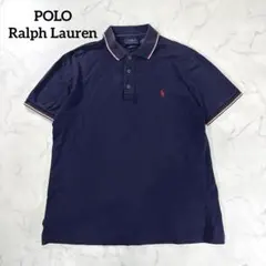 ポロラルフローレン 半袖ポロシャツ 無地 ネイビー ポニー刺繍 夏物 M 伸縮有