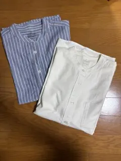 無印良品　超長綿洗いざらしブロードスタンドカラーシャツ　婦人Ｍ　2枚セット