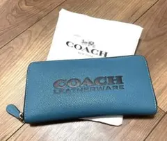 【美品】COACH コーチ長財布 ラウンドファスナー　青