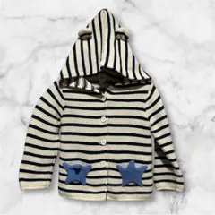 【ベビーギャップ】 くま耳 ボーダーニットカーディガン 星ポケット 80