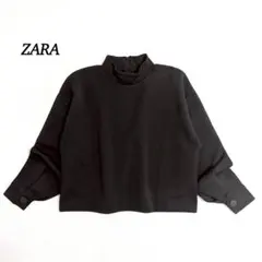 ZARA ザラ トップス【S】ボリューム袖 ハイネック バックジップ ブラック