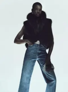 【新品】ZARA☆Ｓサイズグロップドフェイクファベスト